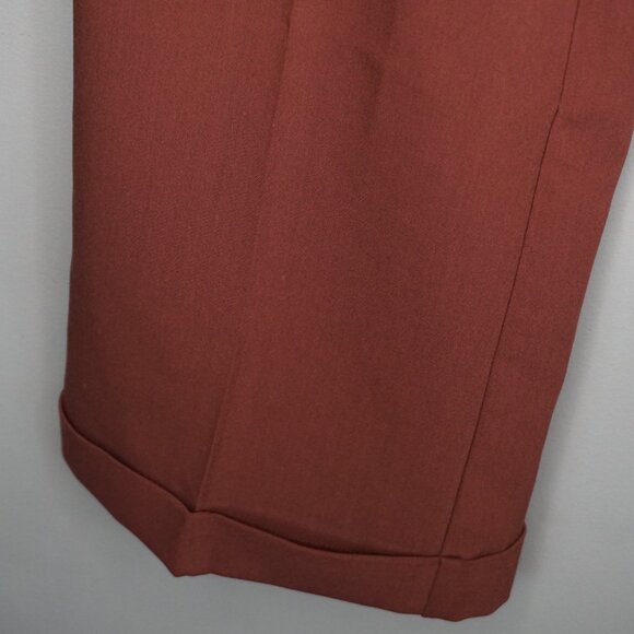 Paige Aracelli Pleated Cuff Hem Trouser Pants in Mahogany size 12P NWT - Picture 6 of 16